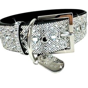 DESIGNER-DIAMONDS IN THE RUFF DOG COLLAR SILVER LARGE
